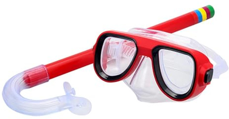 TUXCAXI Per Maschera subacquea per bambini, attrezzatura per lo snorkeling, che offre sicurezza e divertimento, migliora le scoperte subacquee dei bambini e fornisce una tenuta, Rosso, 35x15x6cm