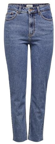 ONLY Damen 15171549 Straight Jeans, Dark Blue Denim, 33W/32L