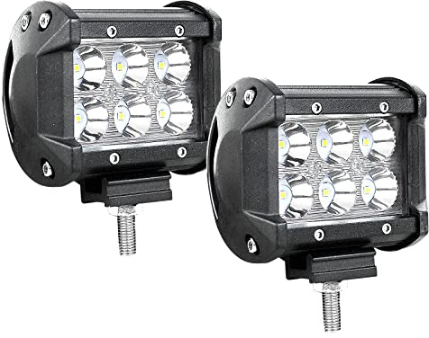 Willpower 2 st 10 cm (4 tum) 18 W LED-arbetslampa, ljusramp, spotstråle, 12 V 24 V LED-kåpor, 1 800 lm offroad-körljus, dimstrålkastare för traktor, lastbil, båt, bil, 4 x 4, ATV, UTV, SUV