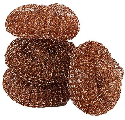 Pine-Sol Heavy-Duty Copper Coated Scrubbers - Premium Scrub Sponges for Cast Iron Pans, Stainless Steel Cookware, Oven Racks, and Grills, 4 Pack