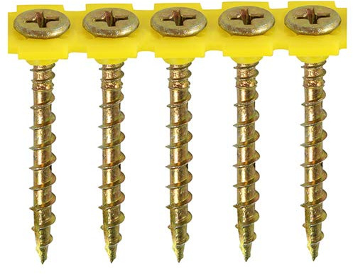 1000x Collated Solo Yellow WOODSCREW PH2 COUNTERSUNK ~ Softwood, Chipboard, MDF Screws (4.2 x 50mm)