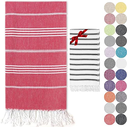 The Lion Textile Turkish Cotton Bath Towel Set 90x180 cm – Lightweight, Quick Dry, Soft Peshtemal Hammam Towel for Beach, Spa, Gym & Travel (Red)