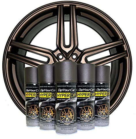 DipYourCar HyperDip Wheel Paint Kit, DIY Rim Paint, Automotive Dip Coat, Peelable Protection for Car Rims, Metallic Satin Coat Spray - Brass Monkey
