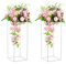 Warmiehomy 2 Pcs White Flower Stand, Rectangular Wedding Centrepieces for Tables, 80cm Tall Geometric Flower Plant Stand, Metal Vase for Wedding Table Party Living Room Birthday Decoration