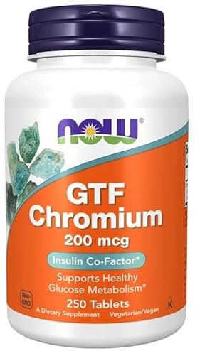 Now Foods GTF Chromium (Chrom) 200mcg, 250 vegane Tabletten, Vegetarisch