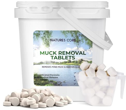 Nature's Core Removedor natural de lodo de estanque, limpia y elimina el lodo y el lodo, tabletas de bacterias y enzimas fáciles de usar, seguro para el medio ambiente, trata 1,500 pies cuadrados,