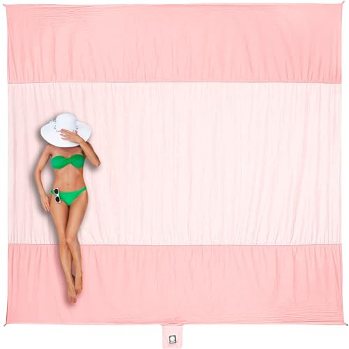 WEKAPO Beach Blanket Sandproof Waterproof, Extra Large Beach Mat, Oversized & Compact Sand Free, Quick Drying Beach Essentials for Vacation, Cruise, Picnic & Camping with Stakes (Pink, 9x10 FT)