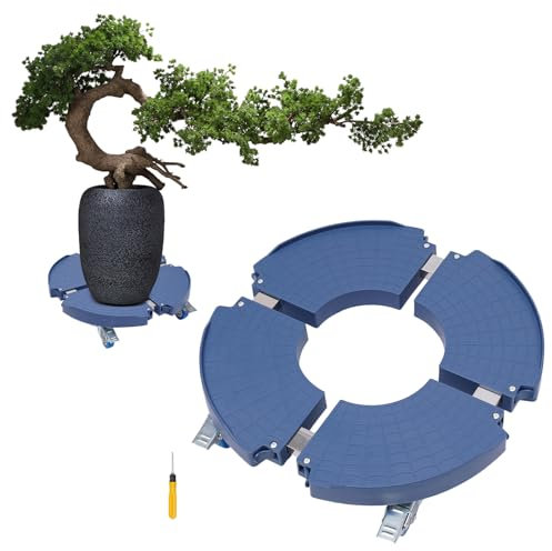 Chariot pour plantes Ø 40-58 cm - Planche à roulettes ronde pour plantes jusqu'à 400 kg - Chariot pour plantes avec roues pivotantes à 360° - Support de pot de fleurs - Planche à roulettes pour grands