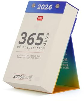 Legami - Calendrier de table quotidien 2026, calendrier avec aphorismes, Aphorisme différent chaque jour, 365 feuilles détachables, en papier FSC certifié, édition anglaise, 10 x 17 cm