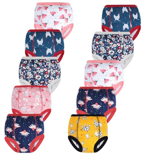 MOEMOE BABY Potty Training Pants Toilet Training Pants Cotton Toddler Training Underwear Reusable,Red,10 pack,2 Years