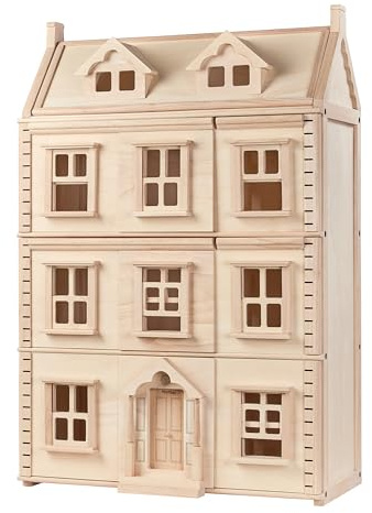 PlanToys® Grand Victorian Dollhouse | Wooden 4-Floor Dollhouse for Kids 3Y+ | Includes Attic, Opening Panels & Sliding Sashes | Encourages Imaginative Play & Social Interaction