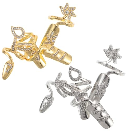 SAFIGLE 8piezas Anillos para Uñas de Aleación de Anillos de Gemas de Imitación para Punta de Dedo Accesorios de Moda para Decoración de Uñas y Disfraces