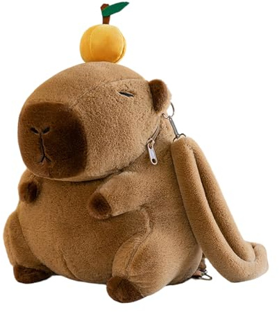 Capybara Backpack Plush Toy, Lightweight And Versatile, 35cm, Capybara Bow Bowknot, Cute Plush Backpack Kawaii Cartoon Design, Soft Comfort, For Kids Who Love Cute And Functional Accessories