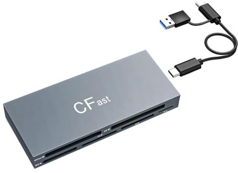 Muuookka Lector de Tarjetas CFast 6 en 1 con Lectura Simultánea USB C CFast 2.0. Lector de Tarjetas USB para Tarjetas CFast//MS/SD/TF/XD.