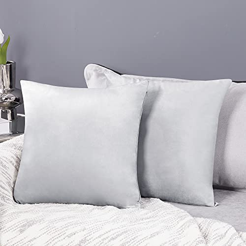 Deconovo Set of 2 Crushed Velvet Cushion Covers 55cm x 55cm 22x22 Inches Cushion Covers Throw Pillow Cases for Living Room with Invisible Zipper Light Grey