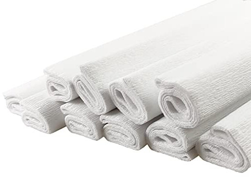 Netuno 10 Rollen Krepppapier Weiß 200 x 50 cm buntes Bastelpapier für Dekoration Geschenkverpackung kreative Projekte Deko Papier farbig Papierrollen Bastelkrepp Floristenkrepp crepe paper