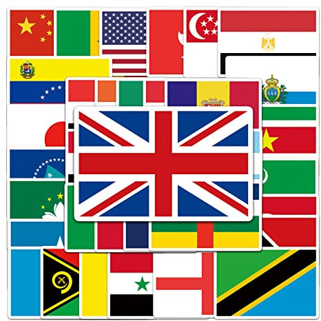 105 Stück/Packung Länderflagge im Kartenmuster, wasserdichte Vinyl-Aufkleber, Nationalflaggen-Aufkleber für Wasserflaschen, Laptop, Gepäck, Tasse, Computer, Handy, Skateboard, Aufkleber