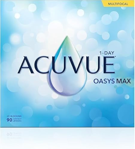 ACUVUE OASYS MAX 1-Day MULTIFOCAL Tageskontaktlinsen – 90 Gleitsichtlinsen für den Nah-, Zwischen- und Fernbereich – Tageskontaktlinsen mit -5.50 dpt und BC 8.4 – UV Schutz & angenehmes Tragegefühl
