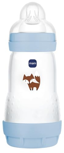 MAM | Biberon Easy Start Anti-Colique 2+ mois débit moyen (260 ml) Océan – Biberon pour réduire les coliques et l'inconfort de bébé – Biberon bébé compatible avec l'allaitement maternel