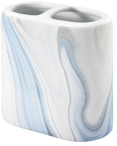 Avanti Linens - Toothbrush Holder, Resin Countertop Accessories, Guest Bathroom Essentials (Waves Collection, Blue)