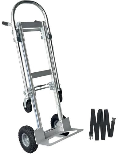 DGOINGPI Carrito Carretilla Carro de Mano de Aluminio Convertible, Resistente, 2 en 1, Plegable con 2 Ruedas Grandes, Carga de 1000 Libras hogar Carretilla