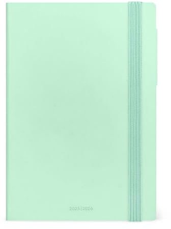 Legami - Pastel Mint, 16 månaders medium, dagbok från september 2025 till december 2026, elastisk stängning, FSC-certifierat papper, månadsplanerare, 12 x 18 cm