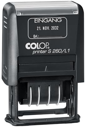COLOP Datumstempel Printer S 260/L1 mit Text EINGANG, Sprache: Deutsch (D02), Abdruckfarbe: blau/rot
