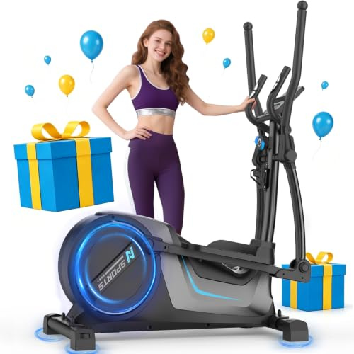 Neezee 3-in-1 Cross Trainer, 16 Level Resistance, 8KG Flywheel for Home Use | Ultra-Quiet 3 in 1 Cross Trainer with 42cm Stride, Max Weight 150KG, Pulse Sensors, LCD Display, Device Holder for Home