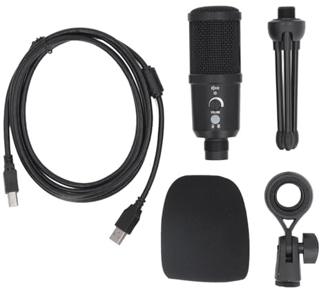 plplaaoo Micrófono de Condensador USB Profesional, micrófono de grabación direccional supercardioide con trípode para Juegos, Streaming y podcasting, de aleación de Aluminio.