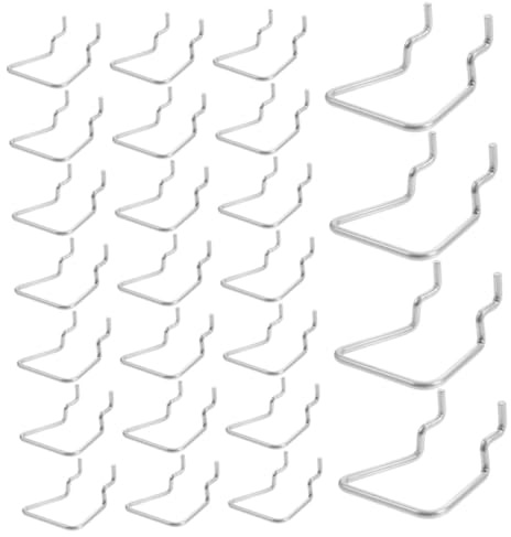 Cabilock 30 Pezzi Ganci per Pannelli Forati in Acciaio Inossidabile Supporti per Attrezzi e Pinze Compatibili Organizzatori per Garage Uffici e Laboratori