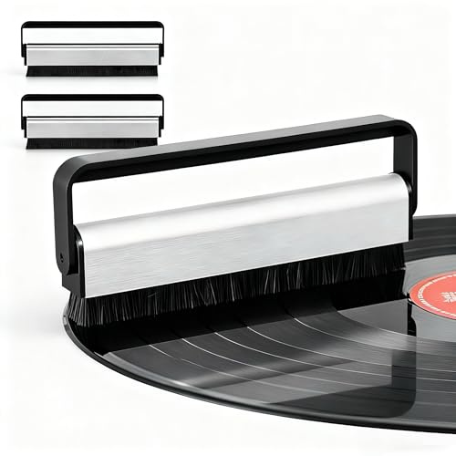 Ferrochef 2 Pcs Vinyl Record Cleaner Brush Anti Static Carbon Fiber Vinyl Brush Record Player Dust Cleaning Accessories Christmas Music Lovers Gift for Lp Cd Albums Records