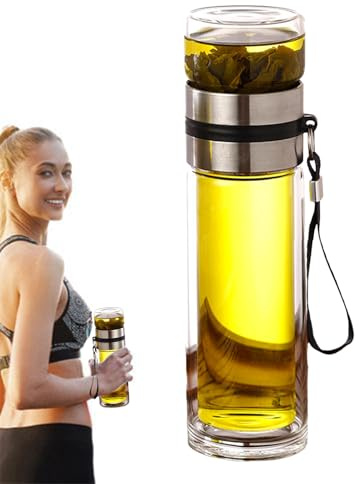 Générique Bouteille d'eau avec infuseur à thé – Tasse à thé à double paroi | Tasse à infuseur Portable à feuilles mobiles, bouteille à bouche en anti-fuite pour boissons chaudes et froides