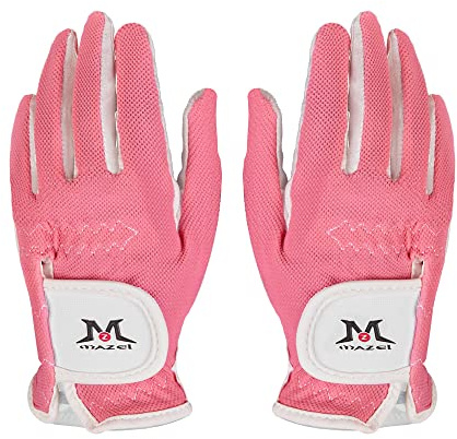 MAZEL Kinder-Golfhandschuhe für linke und rechte Hand aus hochwertigem PU, atmungsaktives Netzgewebe für besseren Halt, erhältlich in S, M, L (Solid Pink, S)