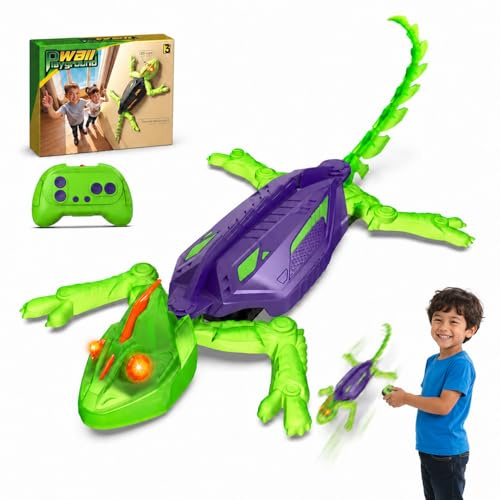 Goody King Gecko Radiocommandé - Lézard Télécommandé Qui Grimpe aux Murs et Plafonds - Pilotage Facile - Jouet à Mouvements Réalistes avec Rotation 360° - Jouet interactif pour Enfants dès 3+ Ans