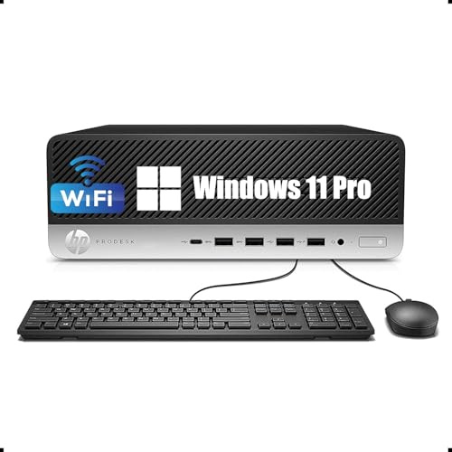HP ProDesk 600 G3 SFF - Ordenador de sobremesa (Intel Core i3-7100, 8 GB de RAM, disco duro de 500 GB, WiFi, Bluetooth, teclado QWERTY de EE.UU., Windows 11 Pro (reacondicionado)