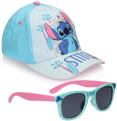 Set de gorra y gafas de sol para niños Stitch - 5-12 años - Protección UV400 Categoría 3 - Accesorios Verano Disney - Idea de regalo