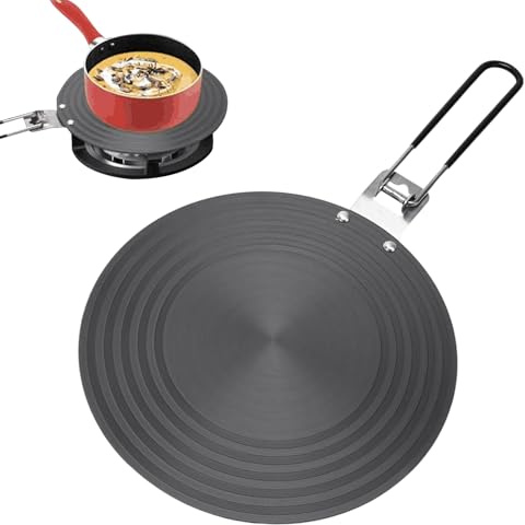 Induction Converter Disk - 9.45 Inch Heat Diffuser Plate with Non-Slip Foldable Handle | Creatives Modern Design Cooktop Adapter for Aluminum Ceramic Glass Pots Pans Coffee Makers Kitchen Cooking