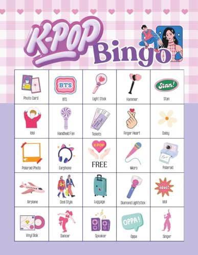 Kpop Bingo Game: K-pop Themed Party Games for music fandom, Comeback Viewing Parties, and Idol Fan Gifts