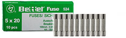 10er Päckchen Keramik Sicherungen 1,6A träge 5x20mm