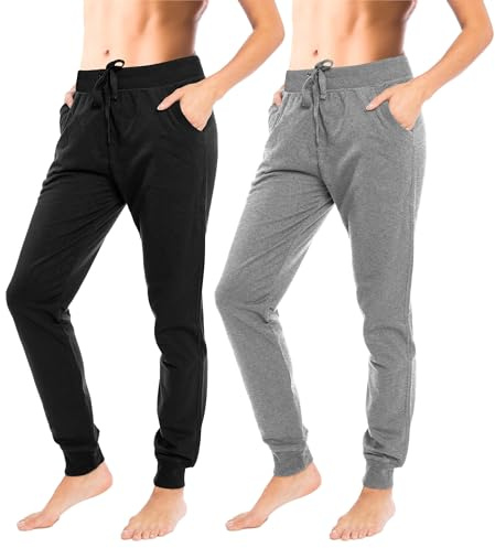 Sexy Basics Women's Drawstring Joggers | Knit Cotton Sweat Pants | Multi Packs & Colors
