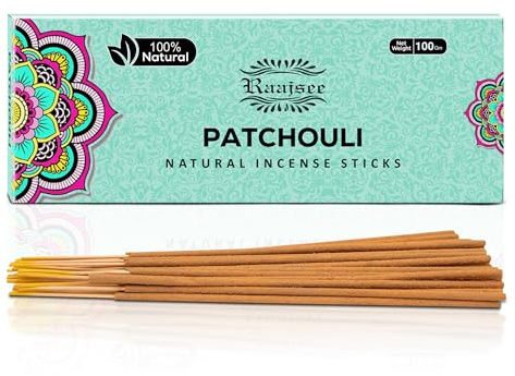 Raajsee Patchouli Incense Sticks 100 gm Pack-100% Pure Organic Natural Hand Rolled Free from Chemicals-Perfect for Church,Aromatherapy,Relaxation,Meditation,Positivity & Sensual Therapy
