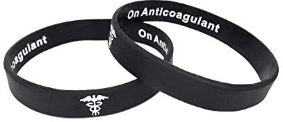On Anticoagulant - Anticoagulante Pulsera de silicona discreta para alerta médica emergencia identificación médica para hombres y mujeres
