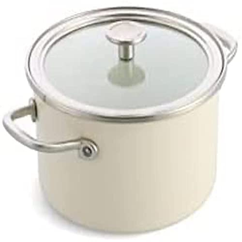 KitchenAid Steel Core Enamel 20 cm/3.7 Litre Casserole with Lid, German Engineered Enamel, Induction, Oven Safe, Almond Cream