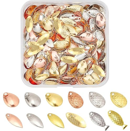 SUPERFINDINGS 300PCS 5 Stile Angeln Attraktor Spinner Klingen 3 Farbe Deep Cup Spinner Klingen Löffel Rigs Angeln Spinner Klingen Köder DIY Angeln Köder Zubehör 5 ~ 8 mm x 11 ~ 13 mm