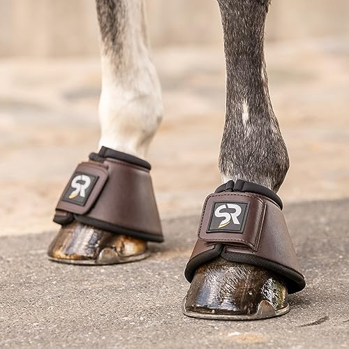 SUNRIDE Clochettes (Lot de 2) - pour Chevaux - en Cuir et néoprène - Protection Contre Les Coups de Coussinet (Marron, XL - Full - XFull)