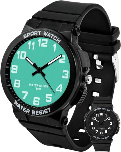 Juboos Orologi per Bambini, Orologio Analogico al Quarzo per Ragazzi e Ragazze, Orologi Impermeabili per Insegnare il Tempo, Cinturino Morbido da Polso (Nero Bianco)