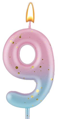 Gradient Sifferljus, Rosa Blå Gradient Födelsedagsljus för Tårta Sifferbokstav Födelsedagsljus Dekoration för Födelsedag Fester Bröllop Jubileum (9)