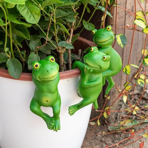 EDWINENE Lot de 3 grenouilles suspendues - Mini étang - Pour bassin, mini étang, terrasse, bassin en zinc - Décoration pour jardin, balcon, terrasse, étangs