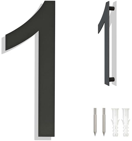 Ywonoby - Numeri civici in acciaio inox spazzolato, numeri di porta, targa indirizzo moderna galleggianti grigio nero-8 pollici 203mm
