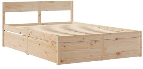 vidaXL Sängram med lådor 140x190 cm massiv furu, sovrumsmöbler, sängbotten, träsäng, säng, dubbelsäng, förvaringssäng, säng med lådor
